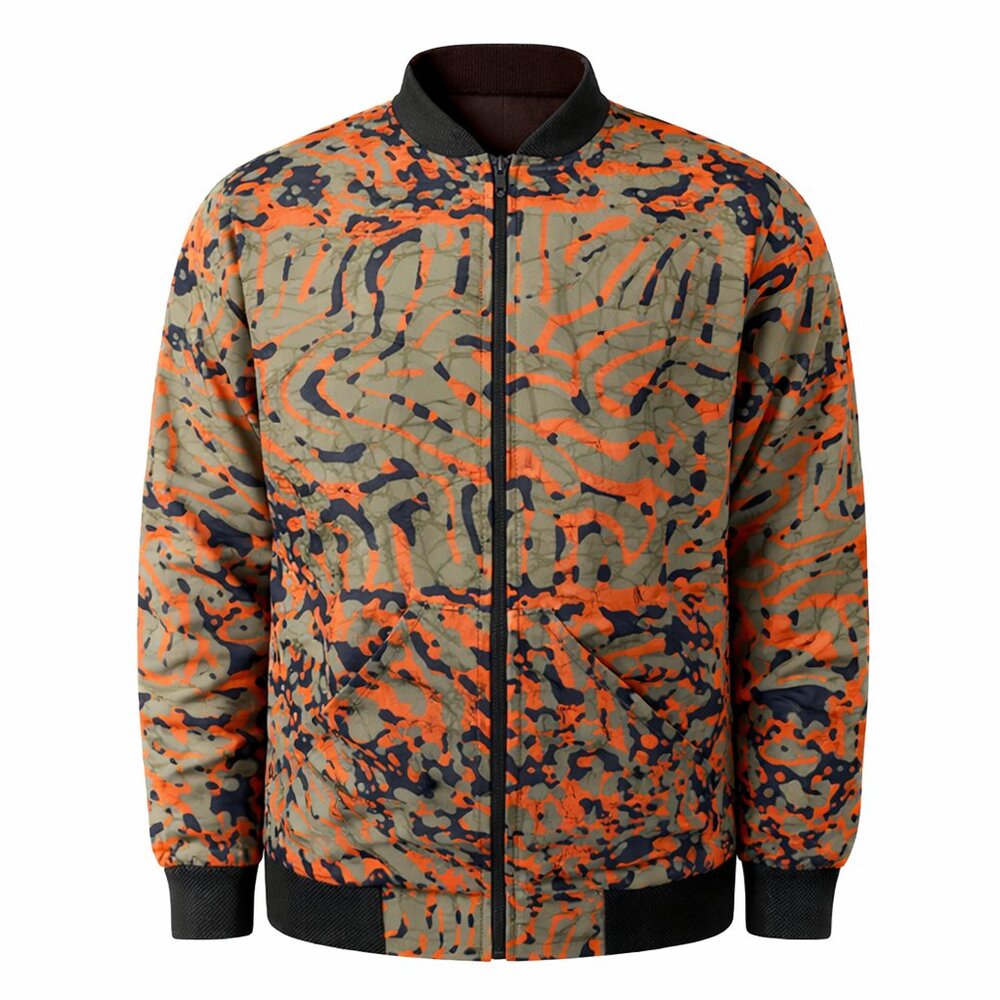 Unisex Orange Camo Ankara Bomber Jacket